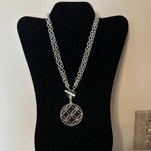 Premier Designs Double Sided Silver Double Chain Necklace